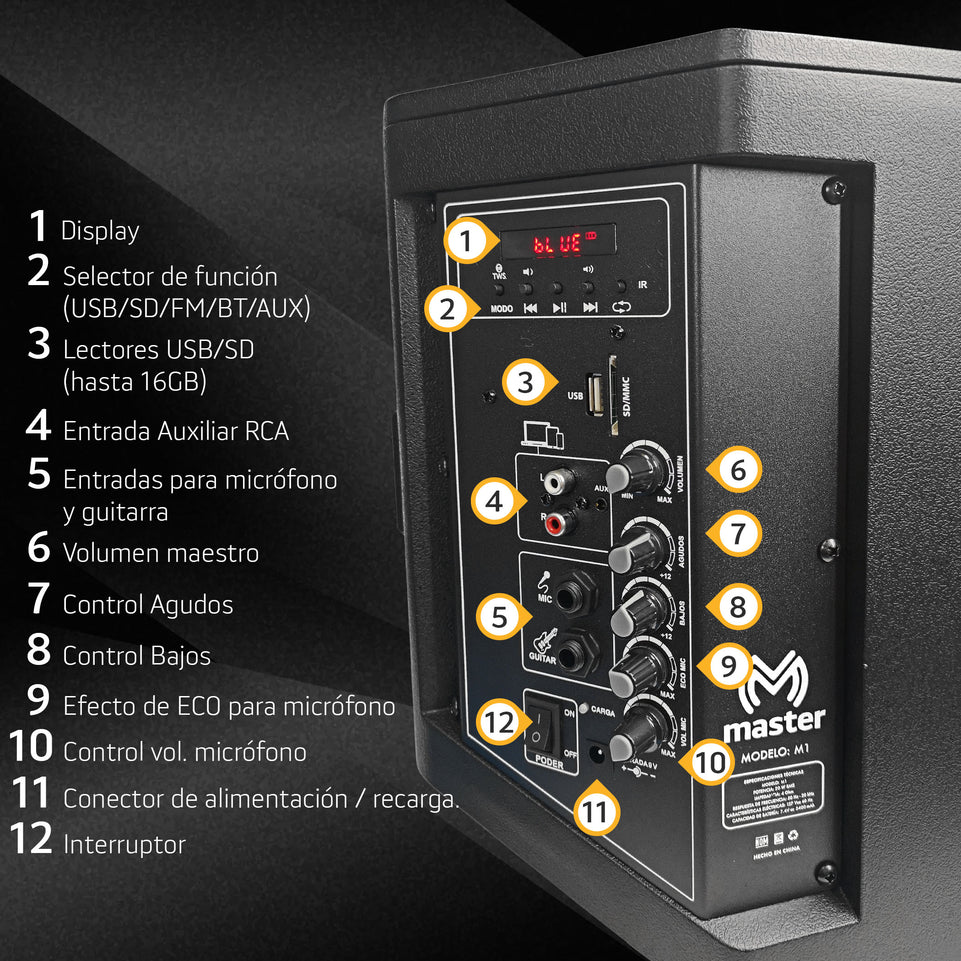 Reproductor de audio multiposiciones portátil 8000W | M1