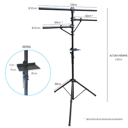 Soporte para luces y bafles con repisa | MAHM-LGT-REP