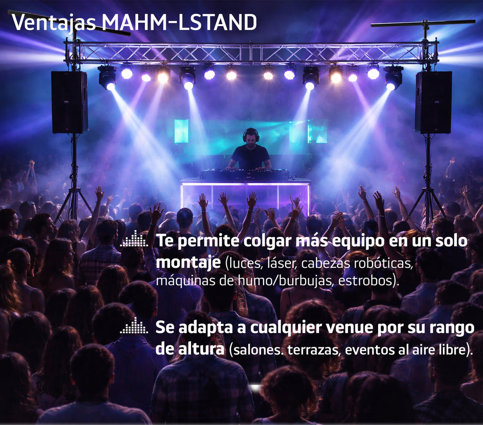 Combo musical soporte de luces para eventos + kit 2 reproductores de audio M1 de 2000W