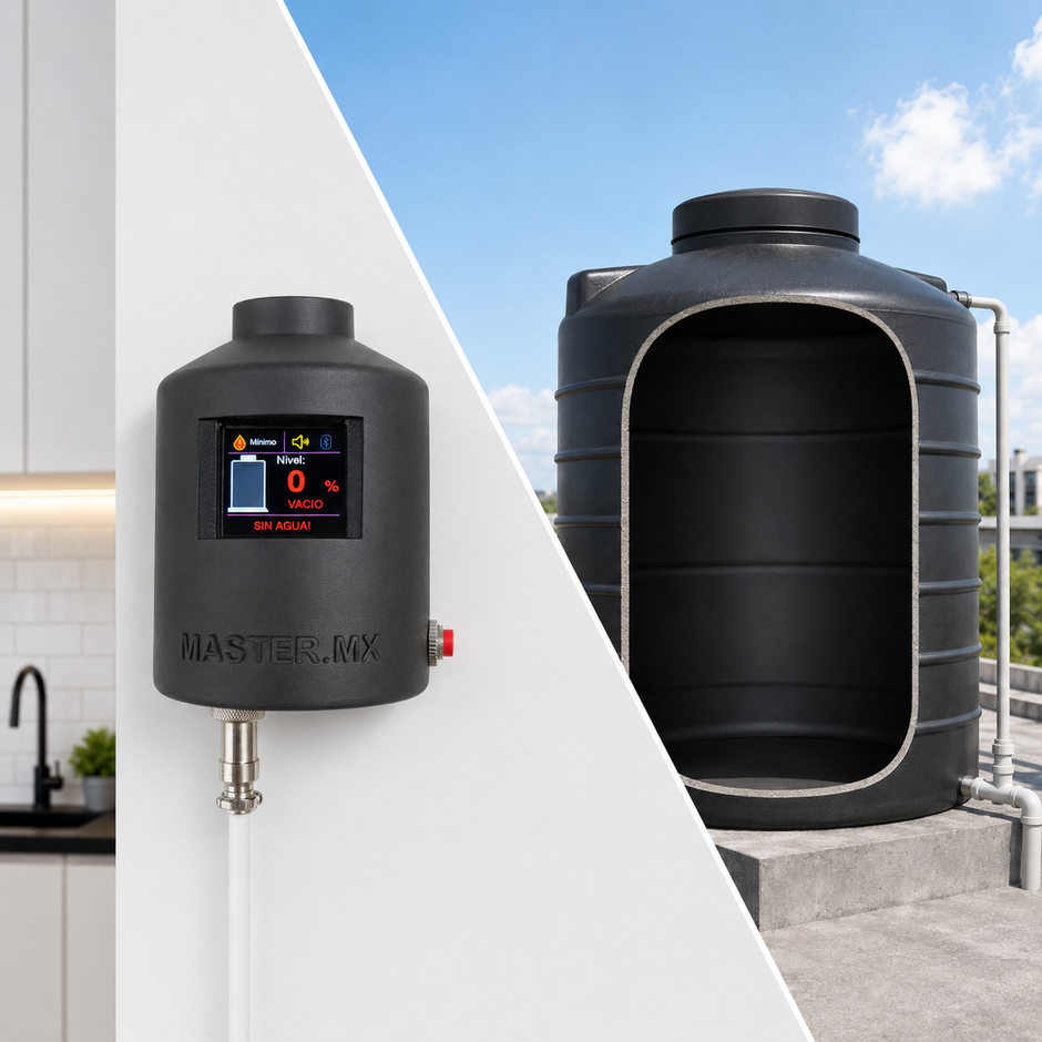 Medidor de nivel agua tinaco cisterna con electroniveles inoxidables 9v 15m | PUSH-WATER