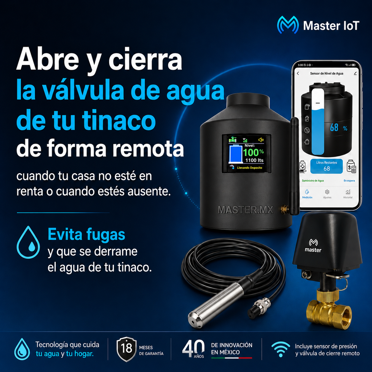 Medidor Agua Tinaco Cisterna Abre Cierra Válvula | Remote-water