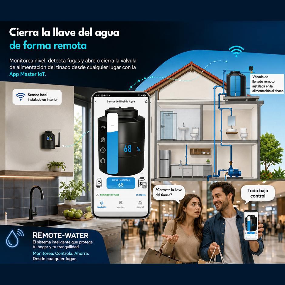 Medidor Agua Tinaco Cisterna Abre Cierra Válvula | Remote-water