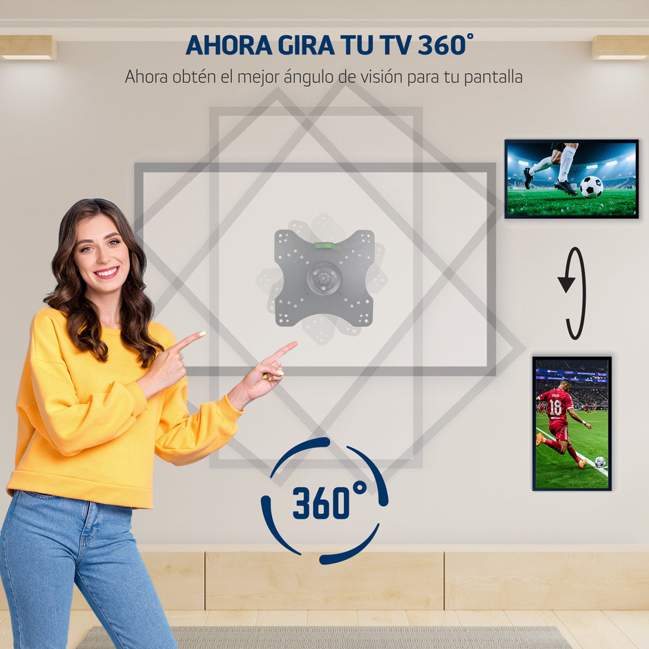 Soporte de brazo con giro de plato de 360°, para pantallas de 14
