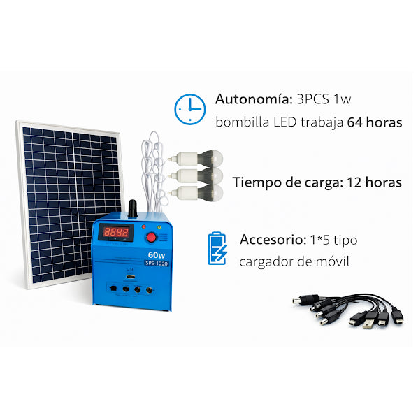 KIT SOLAR 30W FOCOS RADIO USB - MP-KIT30W