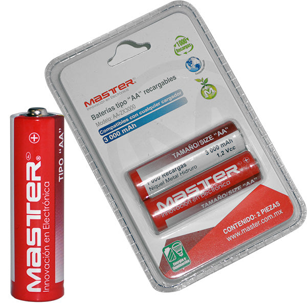 Baterías recargables "AA" 3000ah | AA-2X3000