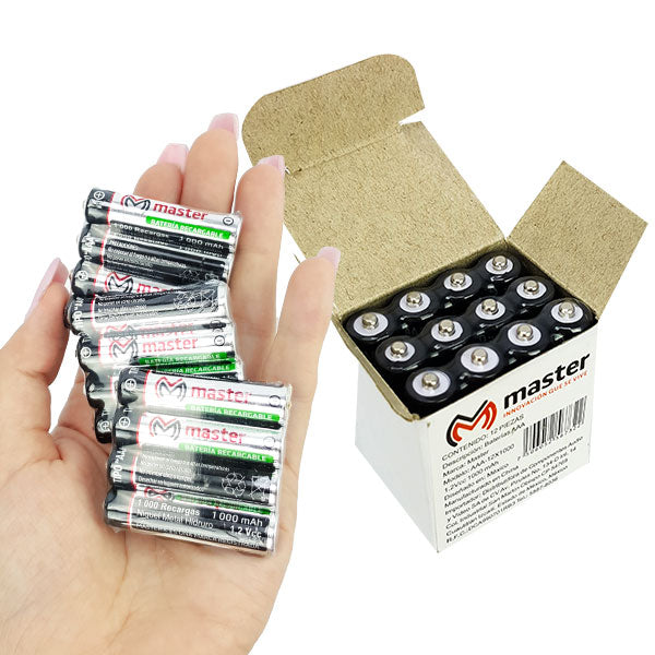 Baterías Recargables AAA 1000mAh – Pack con 12 Piezas