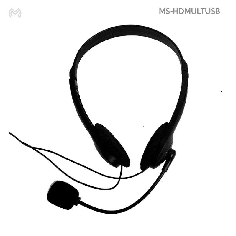 Audífonos de Diadema con Micrófono Ajustable Comodidad para Videollamadas y Clases Virtuales | MS-HDMULTUSB