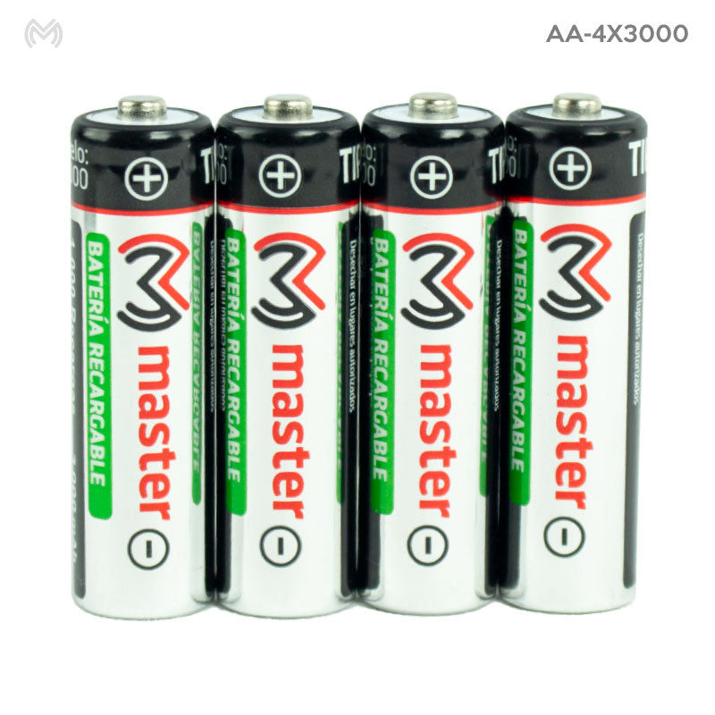 Baterías Recargables AA 3000mAh NiMH – Pack con 4 Piezas
