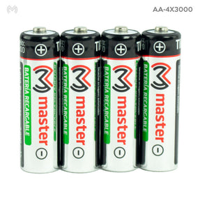 Baterías Recargables AA 3000mAh NiMH – Pack con 4 Piezas