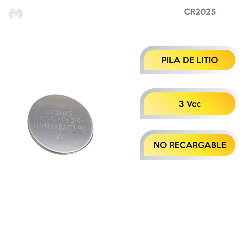 Batería de Litio Tipo Botón CR2025 3V