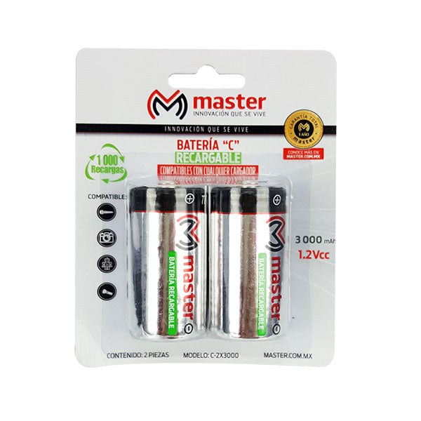 Baterías Recargables HR14 Tamaño C – 3000mAh, Pack con 2 Piezas