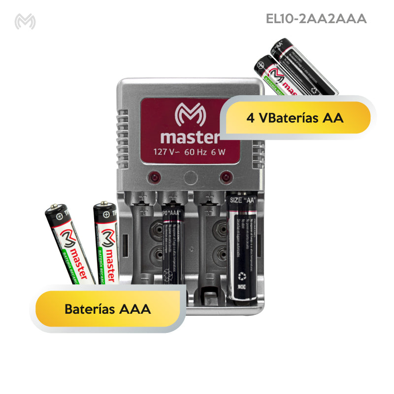 Cargador de baterías AA, AAA, 9v de 6w | EL10-2AA2AAA