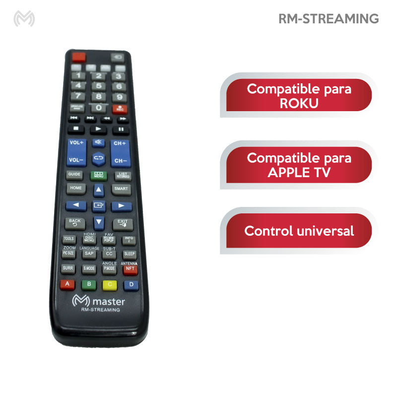 Control remoto universal, compatible Roku, SKY, Apple TV | RM-STREAMING