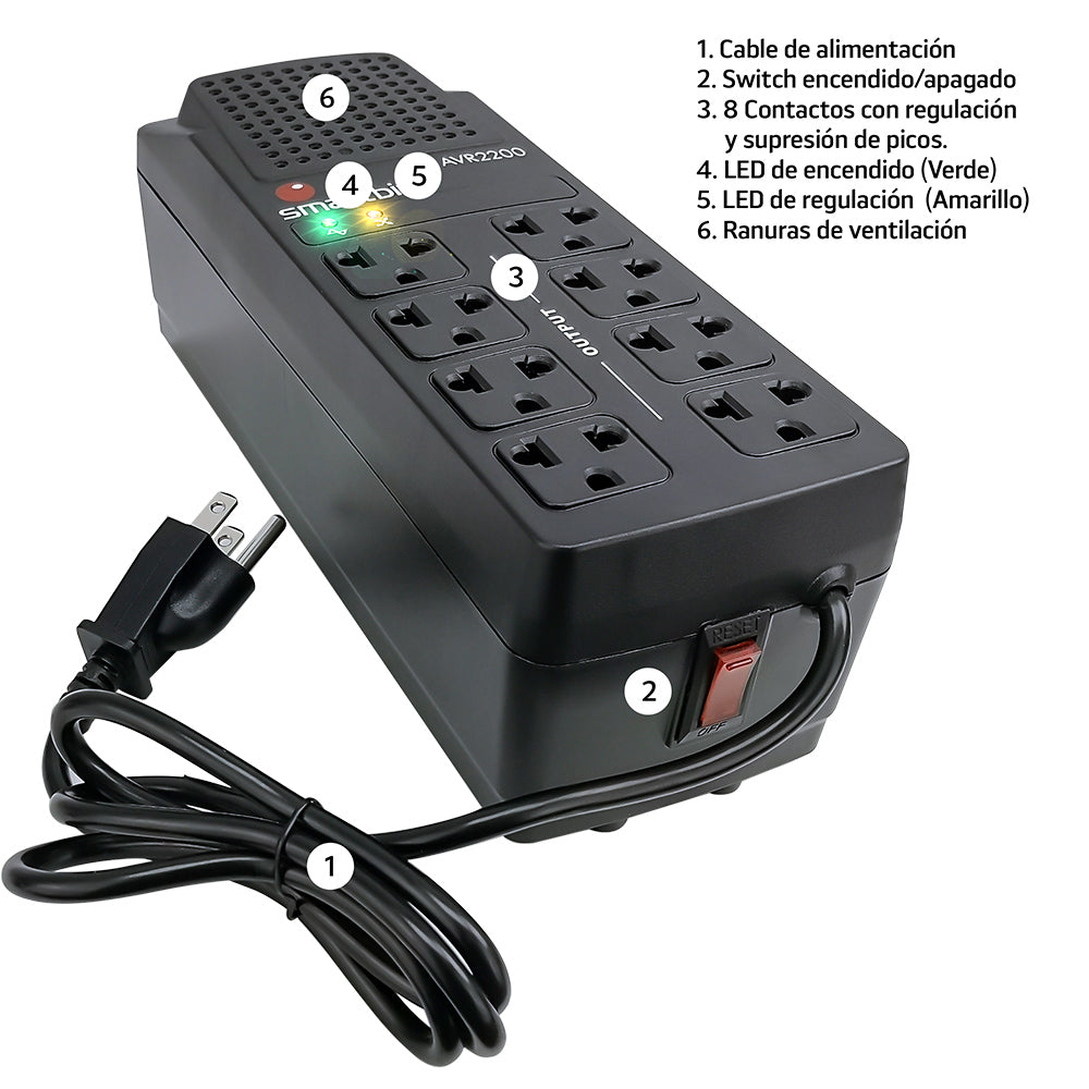Regulador electrónico automático de voltaje | MP-REG2200X8