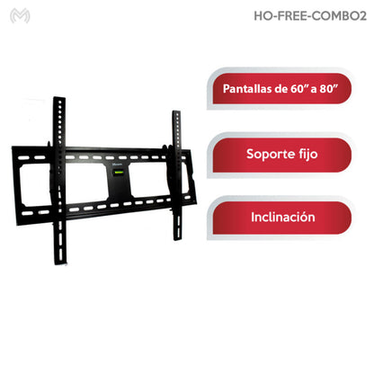 Soporte para pantallas de 32" a 80"con inclinación | HO-FREE-COMBO2